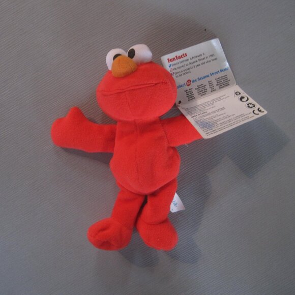 1997 Sesame Street Beans Elmo 8" Plush Tyco Bean Bag with Tag - Picture 4 of 4